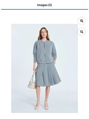 Gray Pinstripe A-Line Skirt with Belt